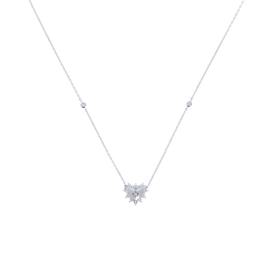 Collana Lumina, Cuore con zirconi bianchi, argento 925