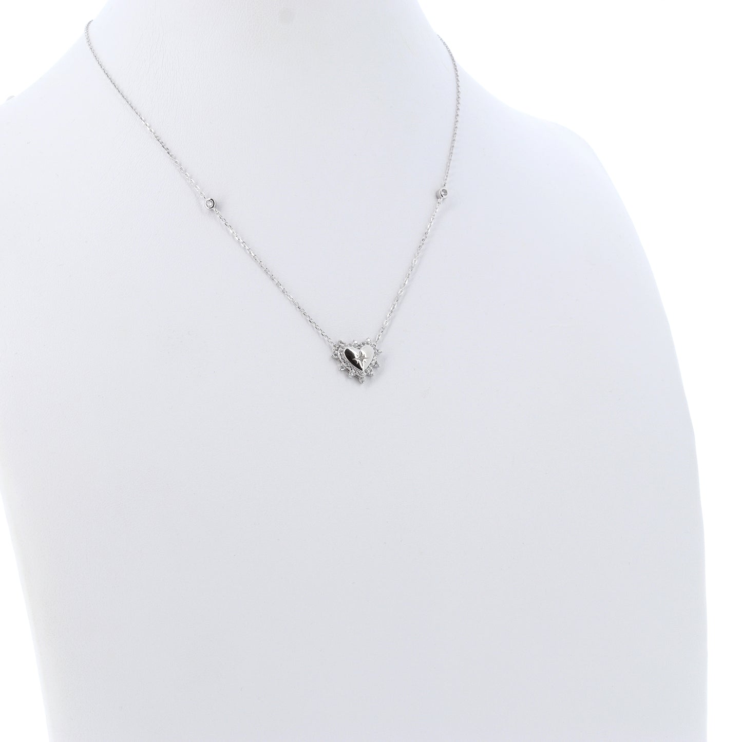 Collana Lumina, Cuore con zirconi bianchi, argento 925