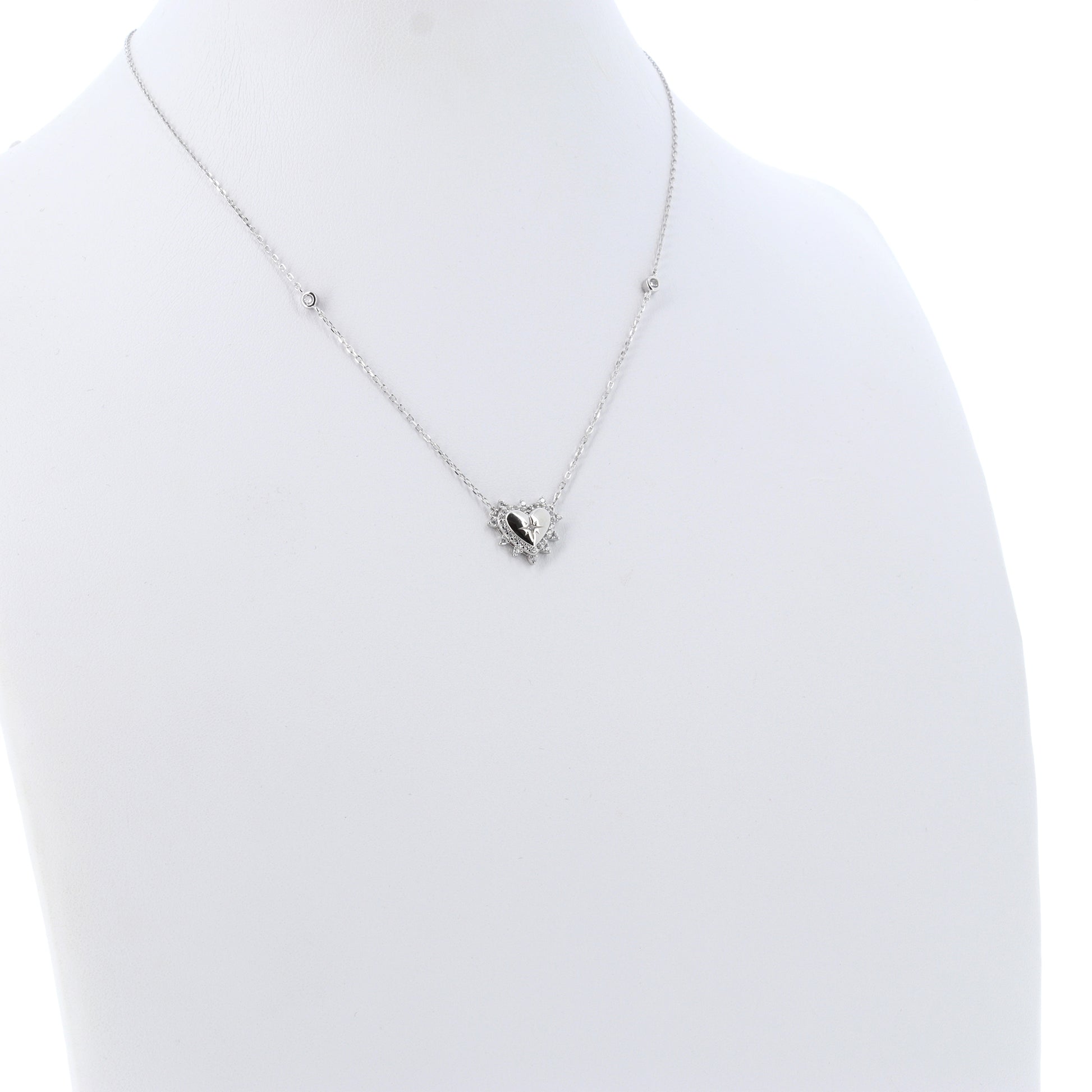 Collana Lumina, Cuore con zirconi bianchi, argento 925