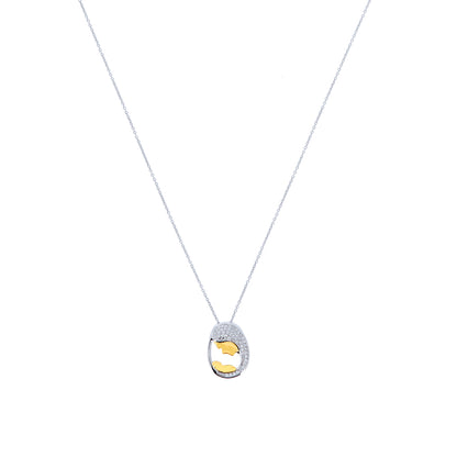 Collana, pendente Madonna con bambino con zirconi bianchi, argento 925
