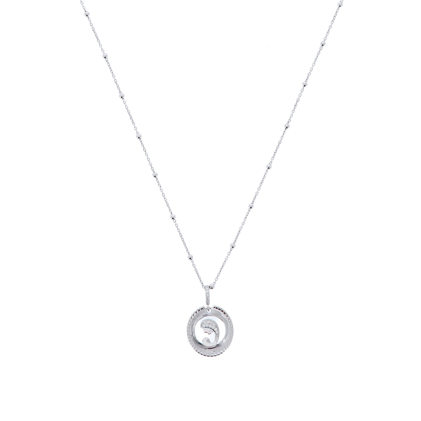 Collana Nativitas, pendente Madonna con Bambino con zirconi, argento 925