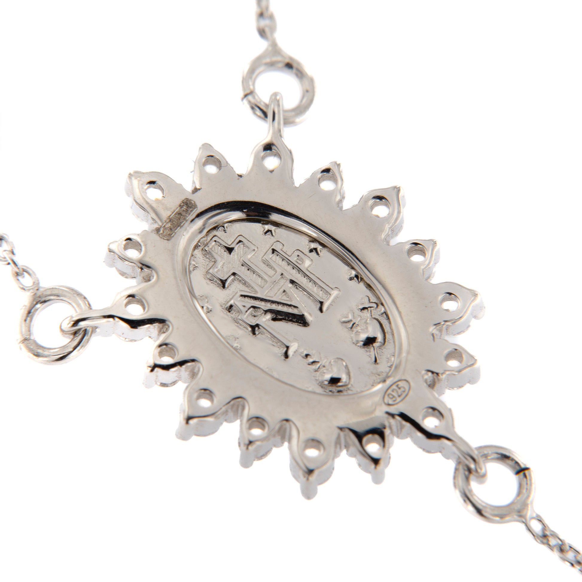 Collana Rosario Madonnas, Miracolosa con zirconi, argento 925
