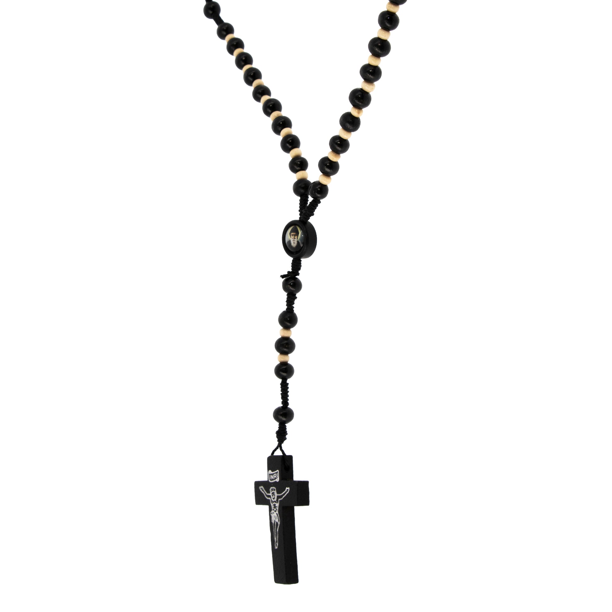 Corona del Rosario San Charbel in legno con chiusura. Indossabile