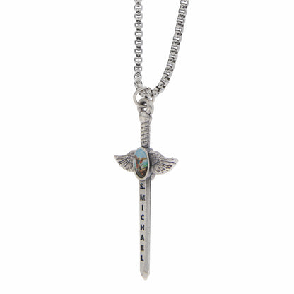 Chaînette avec épée de Saint Michel en métal 5,5x2,5 cm