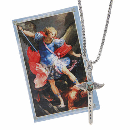 Chaînette avec épée de Saint Michel en métal 5,5x2,5 cm