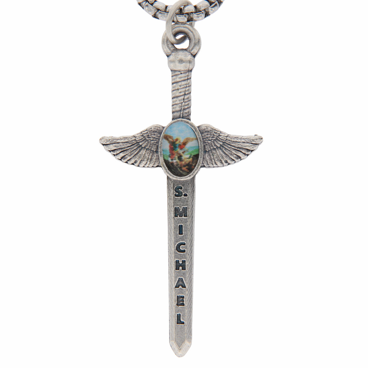 Chaînette avec épée de Saint Michel en métal 5,5x2,5 cm