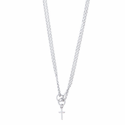 Collana Doppia Catena e Croce in Bronzo 45 cm