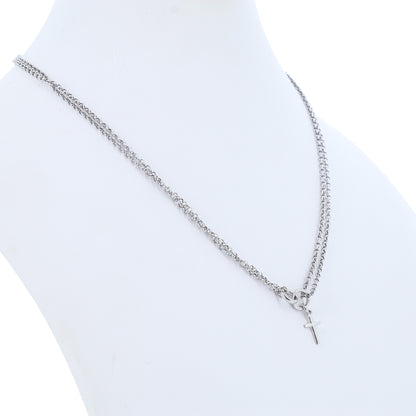 Collana Doppia Catena e Croce in Bronzo 45 cm