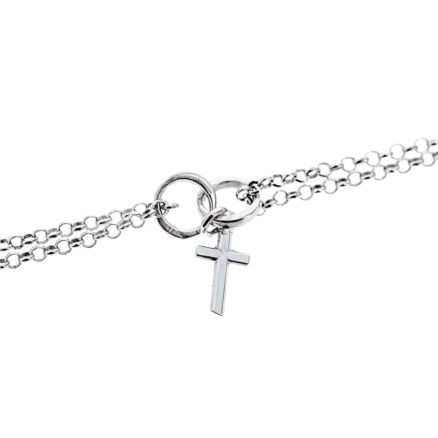 Collana Doppia Catena e Croce in Bronzo 45 cm