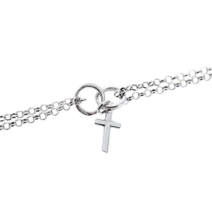 Collana Doppia Catena e Croce in Bronzo 45 cm
