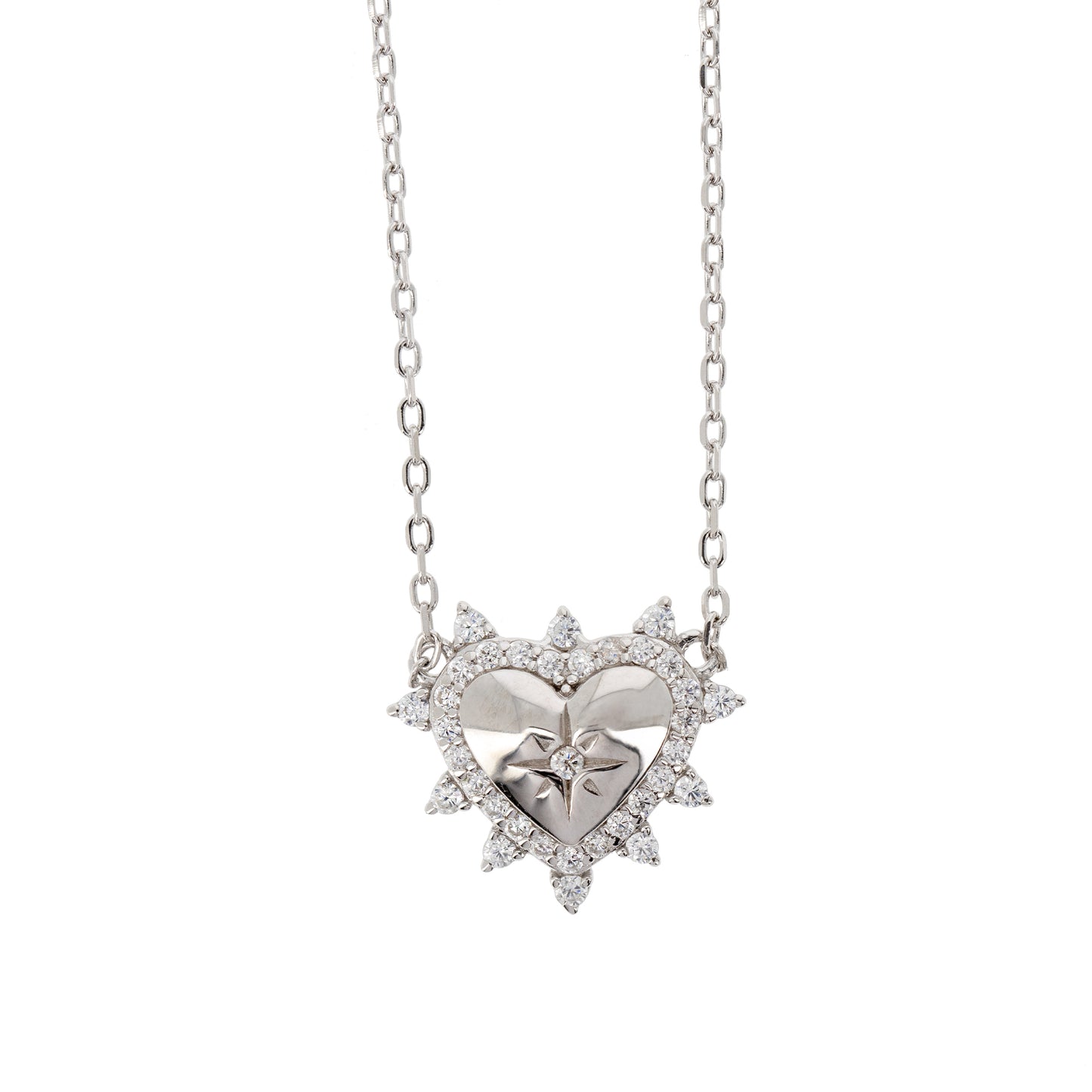 Collana Lumina, Cuore con zirconi bianchi, argento 925