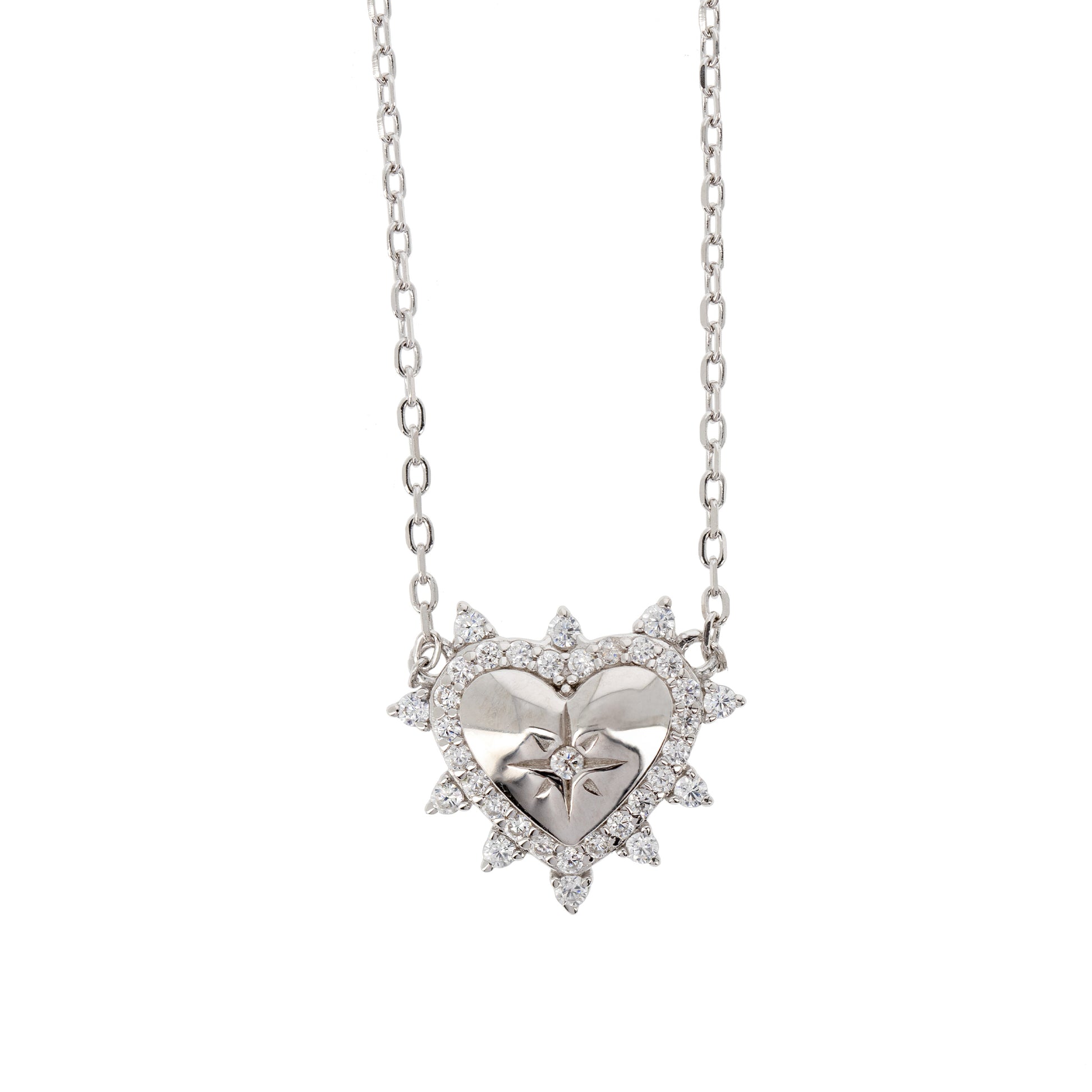 Collana Lumina, Cuore con zirconi bianchi, argento 925