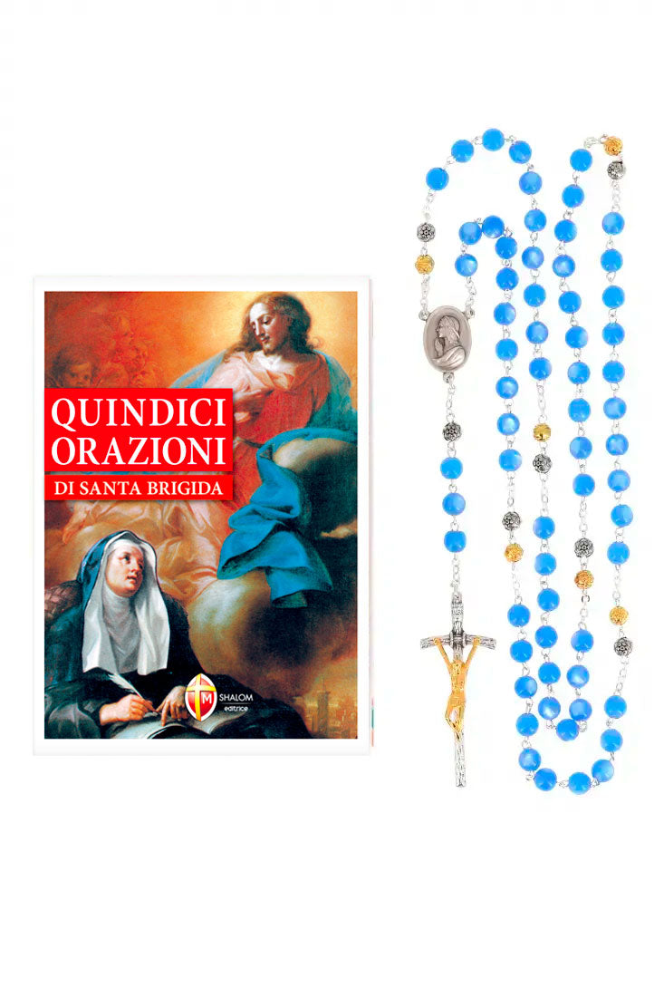 Confezione libro "Quindici orazioni di Santa Brigida" e Corona Brigidina