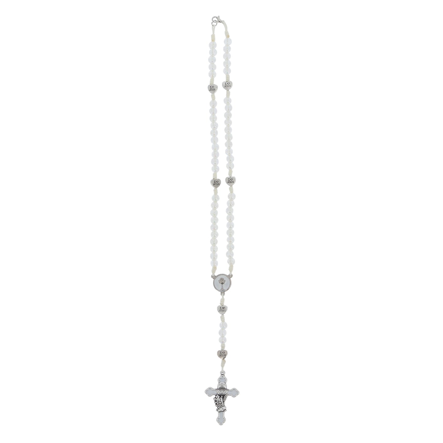 Rosario Prima Comunione smaltato bianco 6 mm con astuccio