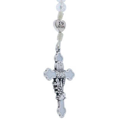 Rosario Prima Comunione smaltato bianco 6 mm con astuccio