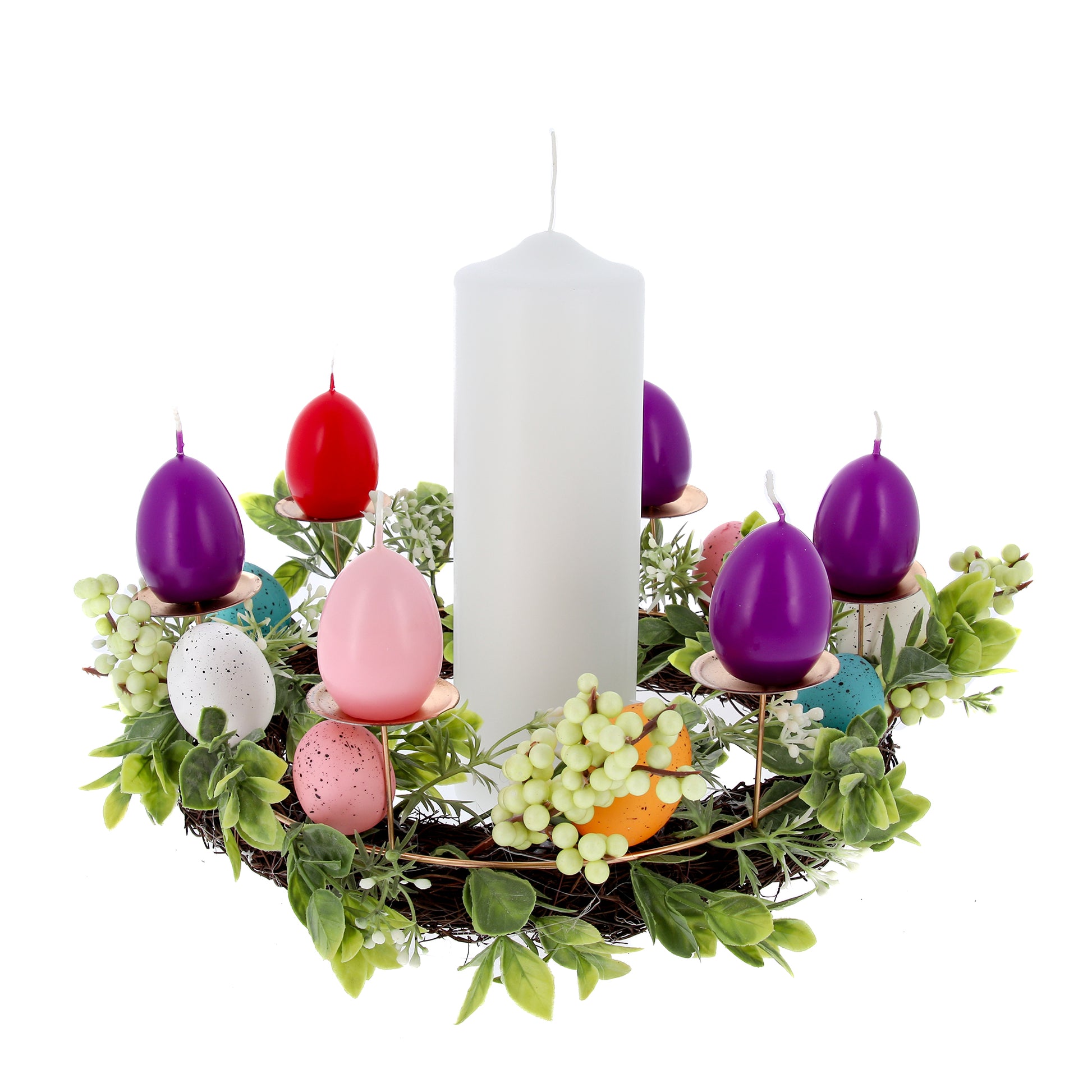Corona pasquale, ghirlanda completa di candele. Diametro 40 cm