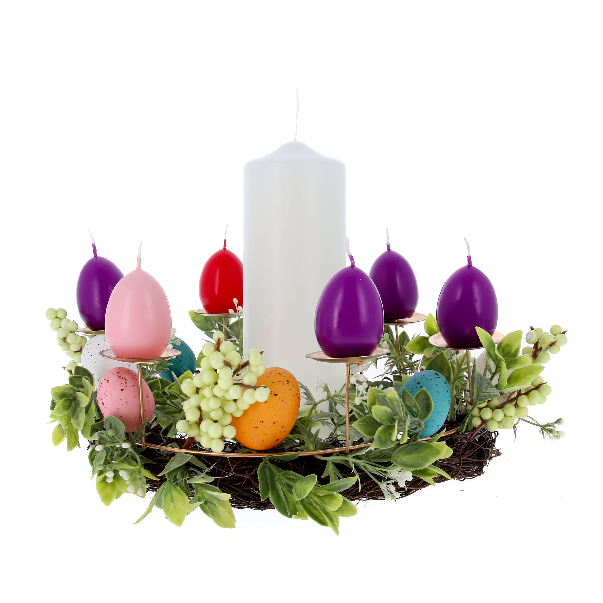 Corona pasquale, ghirlanda completa di candele. Diametro 40 cm