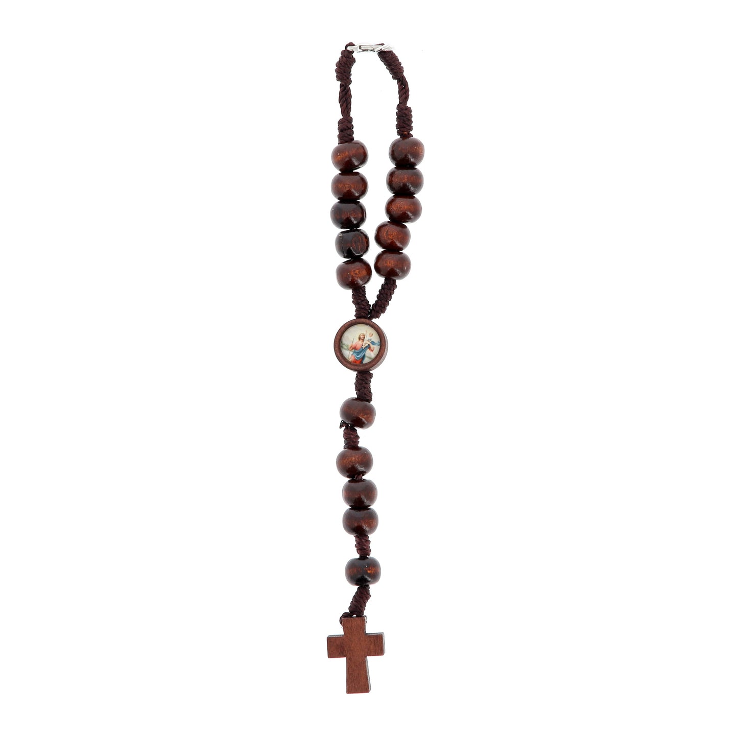 Corona di san Cristoforo in legno, grani da 6 mm, in confezione
