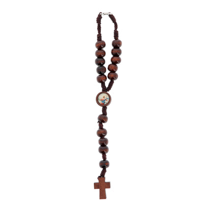 Corona di san Cristoforo in legno, grani da 6 mm, in confezione