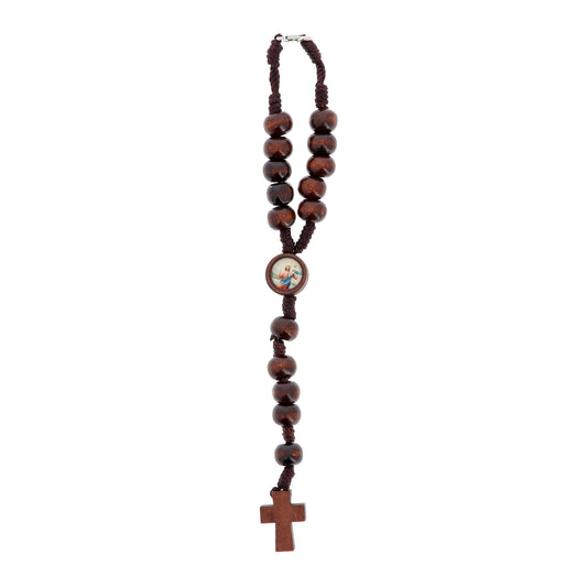 Corona di san Cristoforo in legno, grani da 6 mm, in confezione