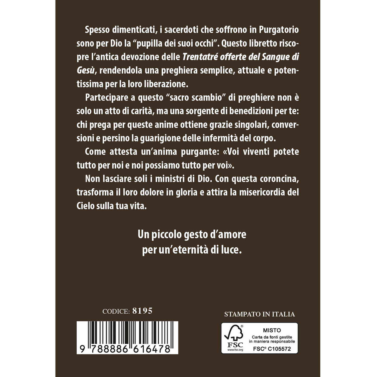 Confezione libro "Coroncina per le anime dei sacerdoti che soffrono in Purgatorio" e Corona Anime dei sacerdoti defunti