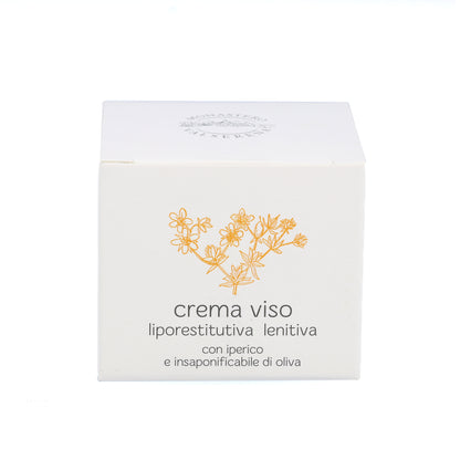 Crema viso liporestitutiva e lenitiva. Confezione da 50 ml