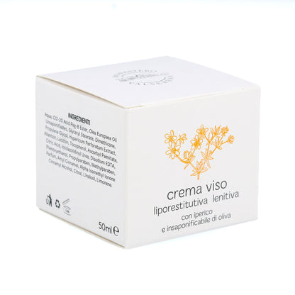 Crema viso liporestitutiva e lenitiva. Confezione da 50 ml