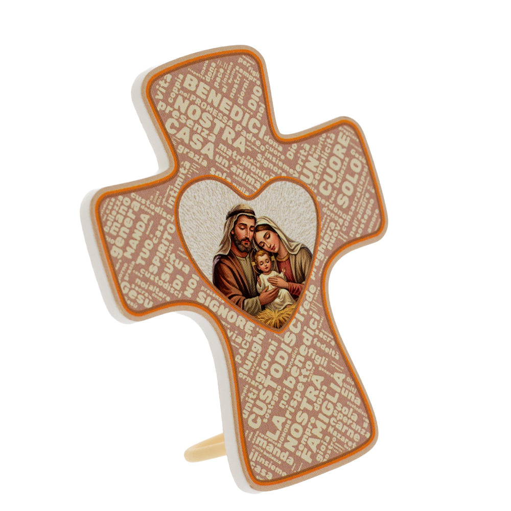 Croce Santa Famiglia con rinnovo delle promesse matrimoniali – Ricordo per benedizione delle famiglie. Dimensioni 10x8 cm