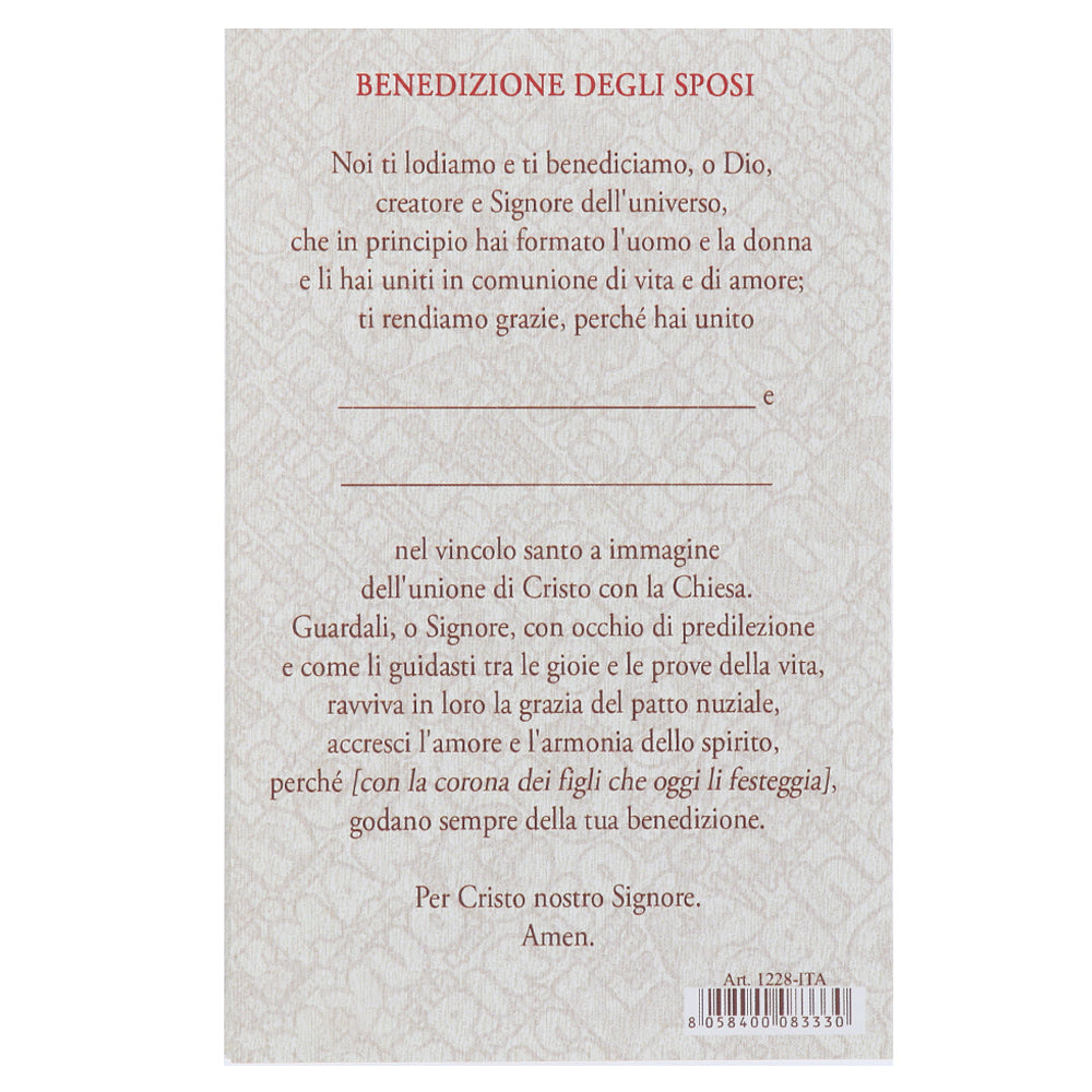 Croce Santa Famiglia con rinnovo delle promesse matrimoniali – Ricordo per benedizione delle famiglie. Dimensioni 10x8 cm