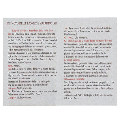 Croce Santa Famiglia con rinnovo delle promesse matrimoniali – Ricordo per benedizione delle famiglie. Dimensioni 10x8 cm