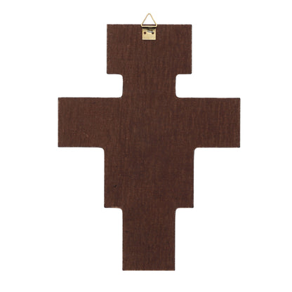Crocifisso san Damiano in legno con rifilo. Altezza 22 cm