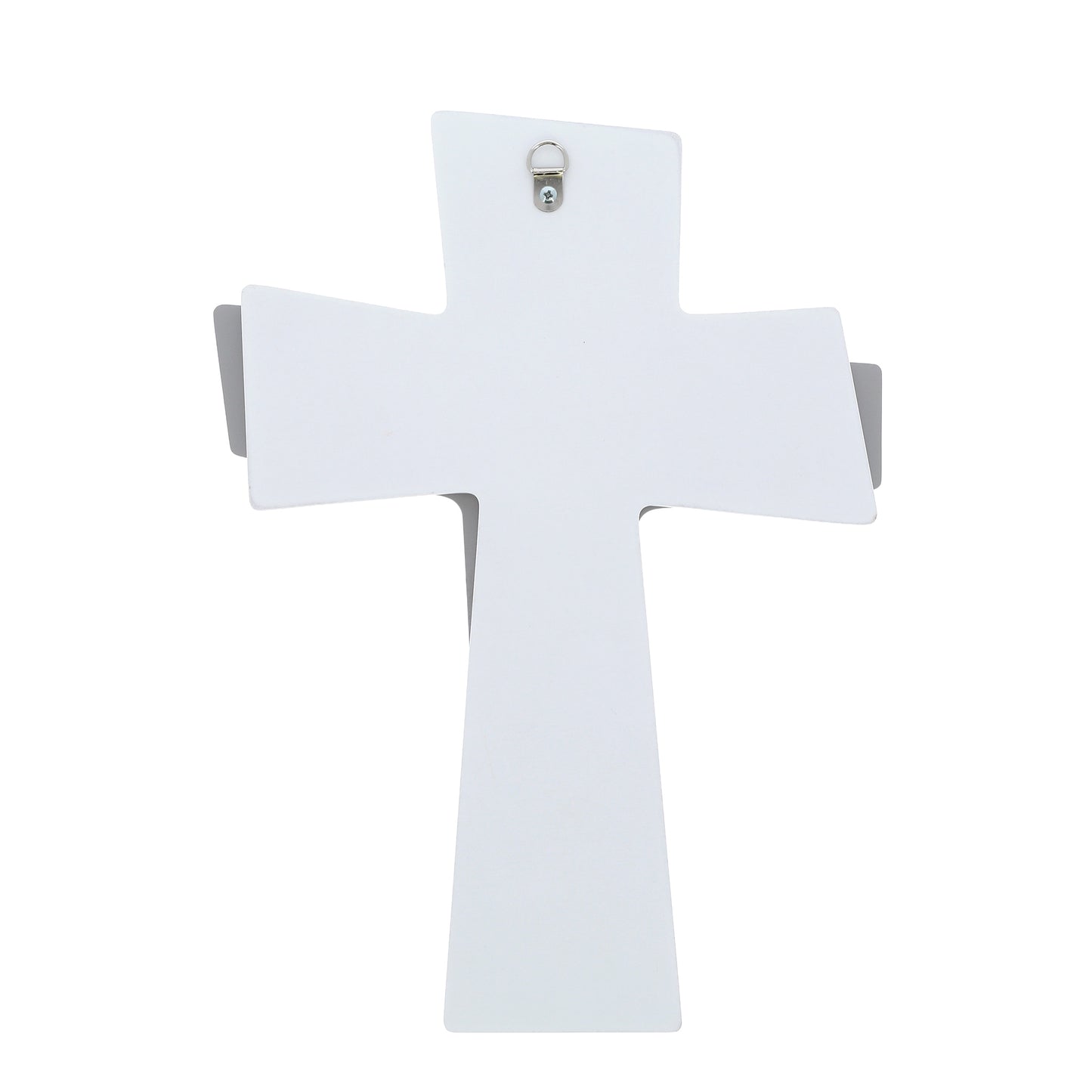 Crocifisso moderno da parete con Cristo stilizzato a doppio livello – Croce da muro – 21x28 cm