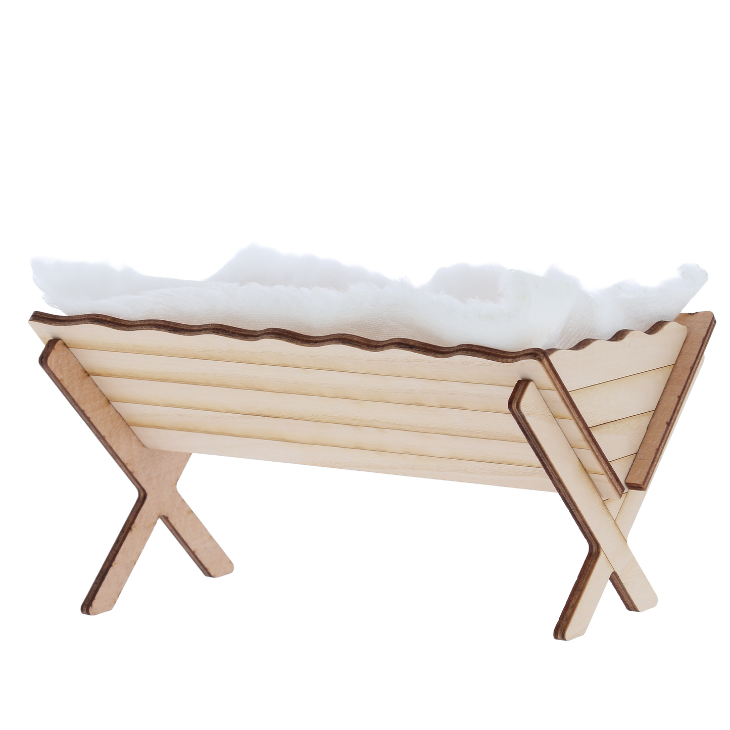Culla per Gesù Bambino in Legno con Telo, Accessorio per Presepe. 12,5 cm