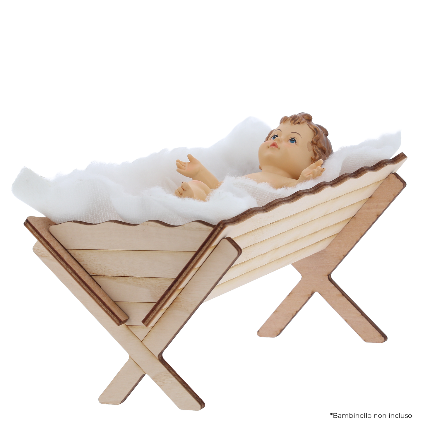Culla per Gesù Bambino in Legno con Telo, Accessorio per Presepe. 12,5 cm