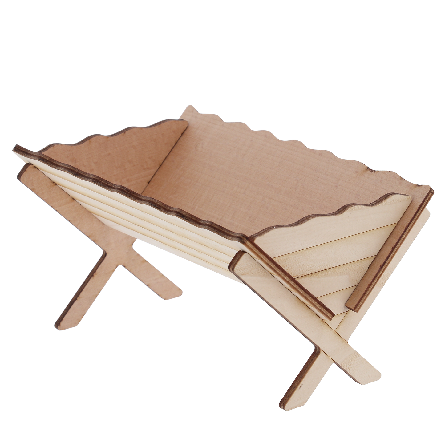 Culla per Gesù Bambino in Legno con Telo, Accessorio per Presepe. 12,5 cm