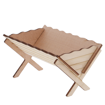 Culla per Gesù Bambino in Legno con Telo, Accessorio per Presepe. 12,5 cm