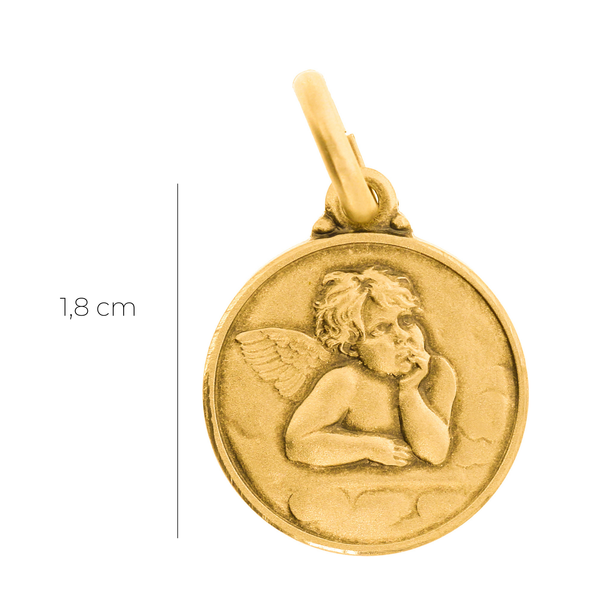 Medaglia Angelo in argento 925 bagnata oro. Diametro 1,8 cm