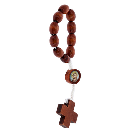 Immagine Plastificata San Francesco con Decina in Legno – 6×10 cm