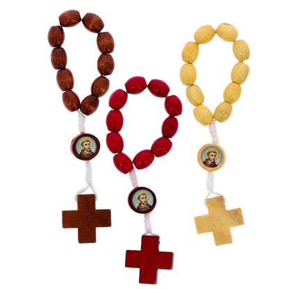 Immagine Plastificata San Francesco con Decina in Legno – 6×10 cm