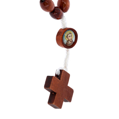 Immagine Plastificata San Francesco con Decina in Legno – 6×10 cm