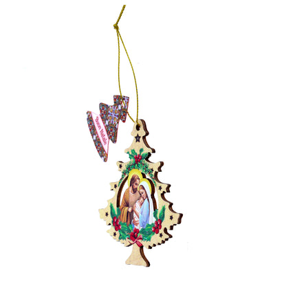 Addobbo natalizio in legno, forma albero di natale. Dimensioni 8,5x10 cm