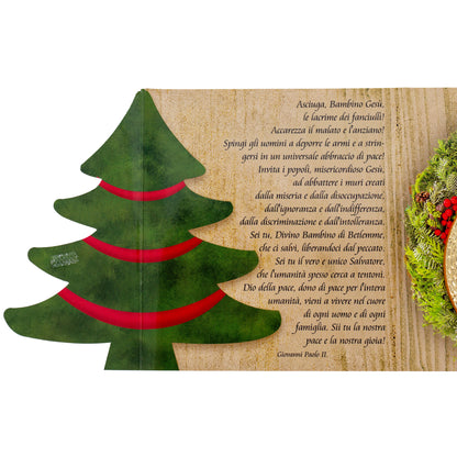 Addobbo natalizio con confezione e immagine oro a caldo. Soggetto Natività. Diametro 7 cm (4 soggetti assortiti)
