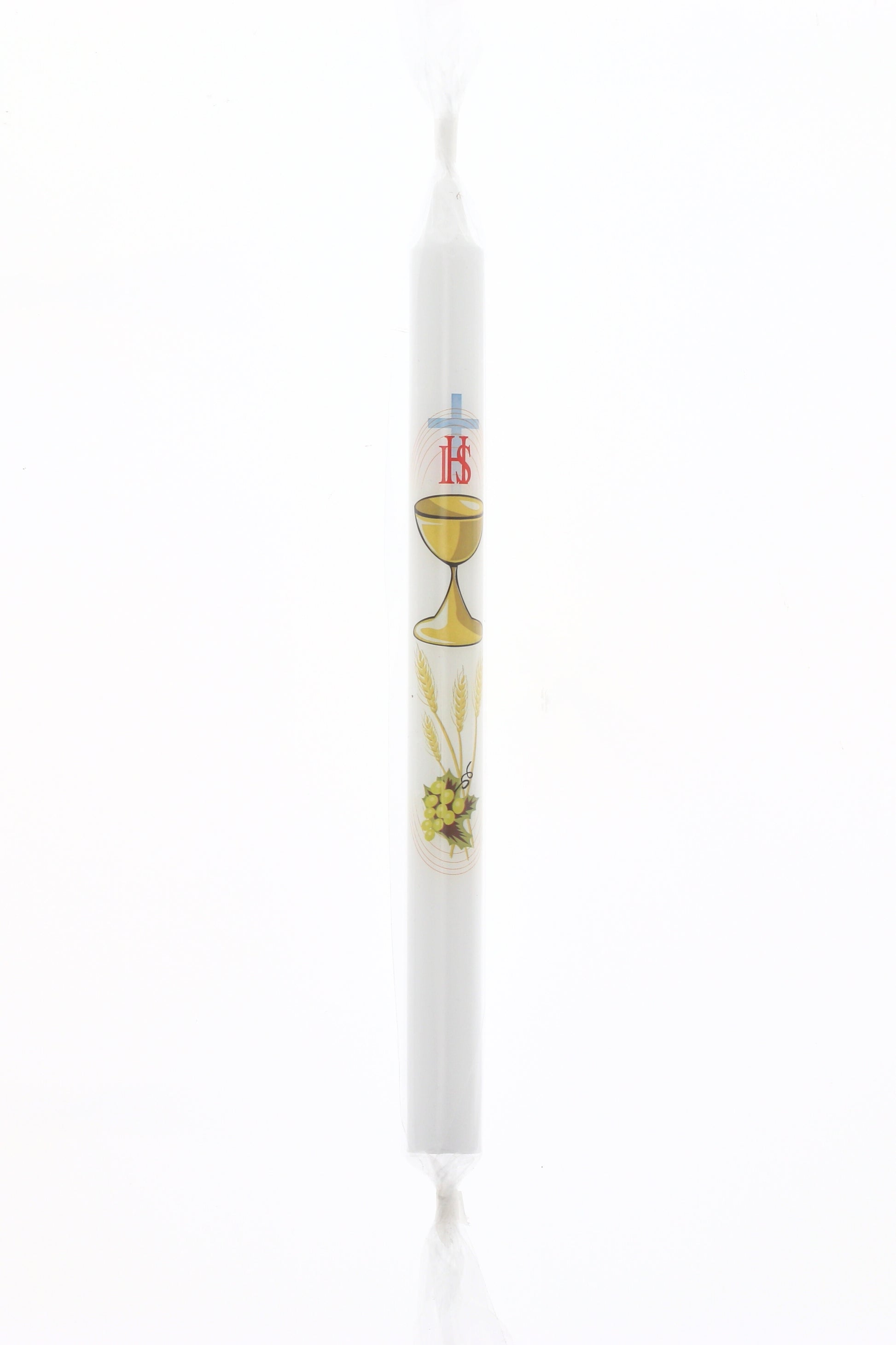 Candela per Comunione in busta trasparente. Dimensioni 2x27 cm
