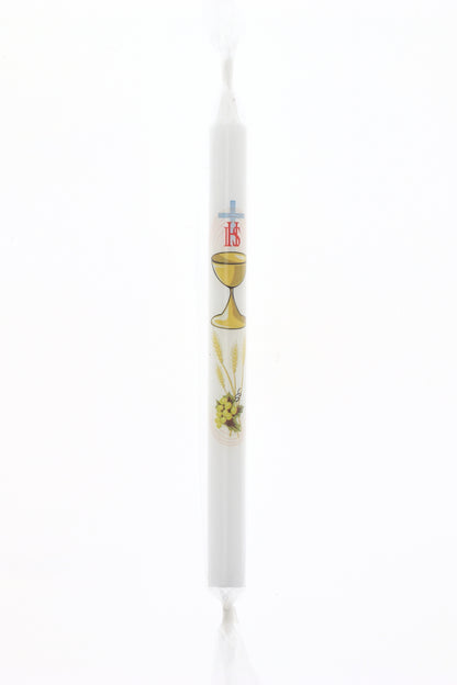 Candela per Comunione in busta trasparente. Dimensioni 2x27 cm
