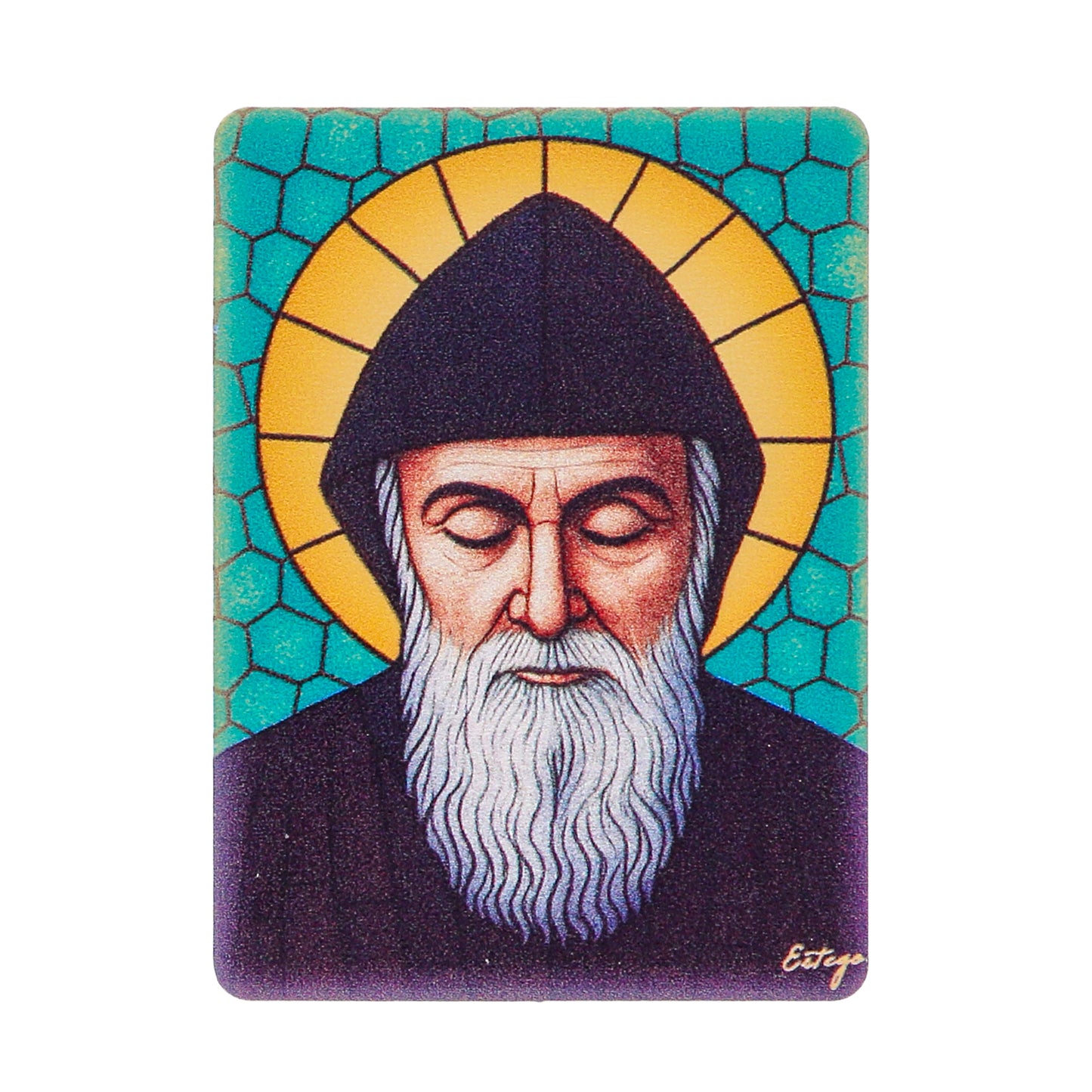 Quadro San Charbel lucido 5,5x7,5 cm legno MDF