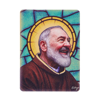 Quadro San Pio da Pietrelcina lucido 5,5x7,5 cm legno MDF