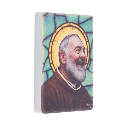 Quadro San Pio da Pietrelcina lucido 5,5x7,5 cm legno MDF