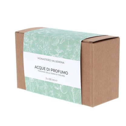 Cofanetto Tris Acque di Profumo Fragranze di Toscana. Confezione da 30x3 ml
