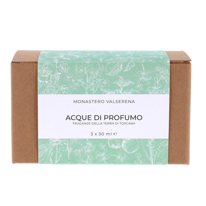 Cofanetto Tris Acque di Profumo Fragranze di Toscana. Confezione da 30x3 ml