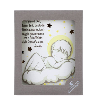 Lampada da compagnia in carta a batteria. Angelo di Dio. Dimensioni 14x18 cm